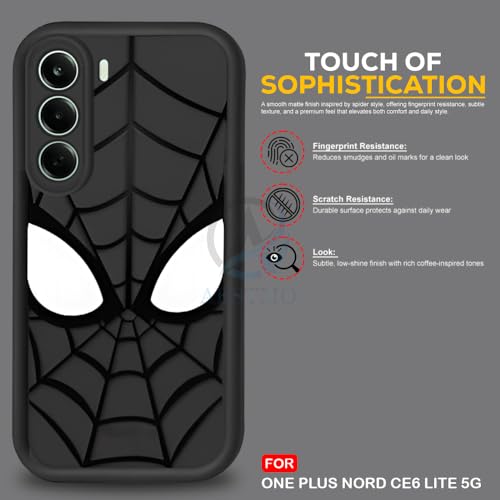 Image of AESTMO Back Case Cover for OnePlus Nord CE 6 Lite 5G Cover | Spidey Face Mask Design | Silicone Case | Full Body Protection | Camera Protection Back Cover (Black)