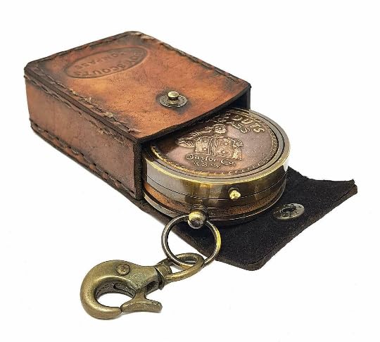 Brújula Vintage de Latón con Grabado y Estuche de Cuero miniatura 4