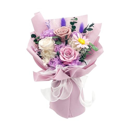 YbbYjun Ramo de flores preservadas, ramo de rosas preservadas naturales de larga duración con caja de regalo, ramo de flores para siempre para el día de San Valentín, día de la madre, cumpleaños,