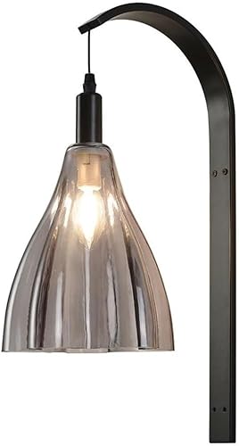 Wall Sconce Modern Industrial Pearl Black with Smoke Grey Ribbed