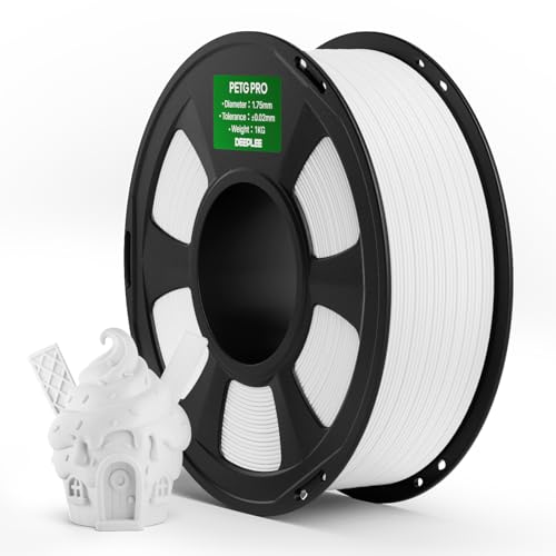 DEEPLEE PETG Pro Filament White 1kg 1.75mm PETG 3D Printer Filaments Enhanced Toughness and Weather Resistance Fit for Most FDM 3D Printers