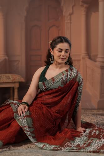 Image of TAMAIRA FASHION Mulmul Pure Cotton Saree For Woman Batik Printed|Office Wear Daily Wear Sarees For Women Without Blouse Piece (Available in 13 Colours)