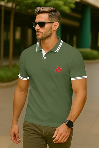 Image of Dagcros Classic Men's Polo T-Shirt with White Trim, Short Sleeve for Mens