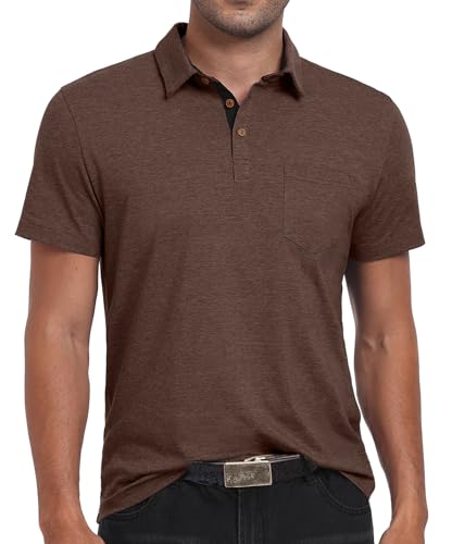 Image of Sailwind Men's Cotton Polo Shirts Short Sleeve Casual Summer Shirts Classic Collared Golf Shirt with Pocket