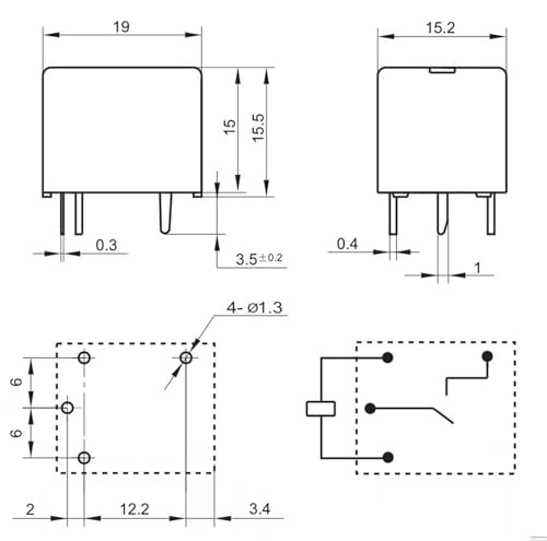 Relais 4 broches LS-T73 12V 10A pour circuit électronique