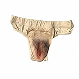 Camel Toe Control Thongs Panty Gaff Fake Vagina Underwear Crossdresser Vagina Transgender Crossdresser (S, Beige with Hair)