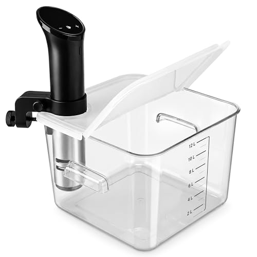 EVERIE Hinged Sous Vide Lid Compatible with ANOVA Nano, Pro, 2.0 & 3.0, Fits Rubbermaid 12, 18 & 22 QT Containers, Flip-Open Access for Long Cooks, PP, BPA Free, Lid Only
