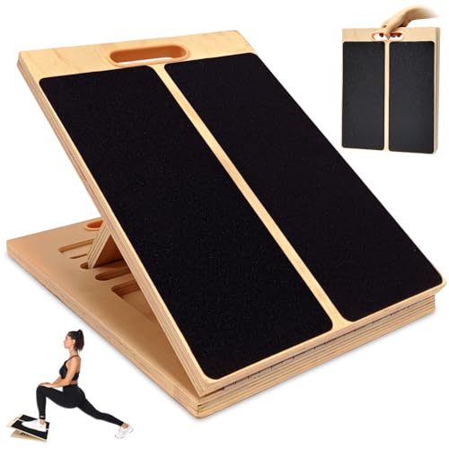 Audasi Planche Inclinée Kiné, Planche Inclinée Professionnelle Panneau Incliné Réglable en Bois Panneau Incliné Réglable en Bois Portable pour Mollet Squats Jambes Genoux Talon Cheville Training