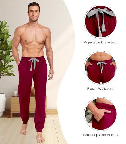 COLORFULLEAF Mens Cotton Pajama Pants Lightweight Jogger Pajama Bottoms Soft Lounge Pants with Pockets3