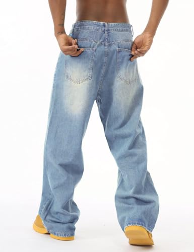 EMMIOL Men's Jeans Baggy Y2K Hip Hop Jeans Casual Wide Leg Skater Denim Pants4