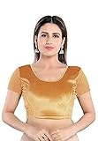 themilestocks TMS Women's Velvet Blouses Readymade Gold Stretchable Saree Crop Top Choli Free Size Sparkling (Gold 2)