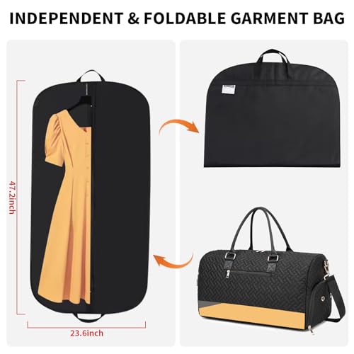Bolsa de viagem com bolsa de roupa para viagem, bolsa de fim de semana com compartimento para sapato