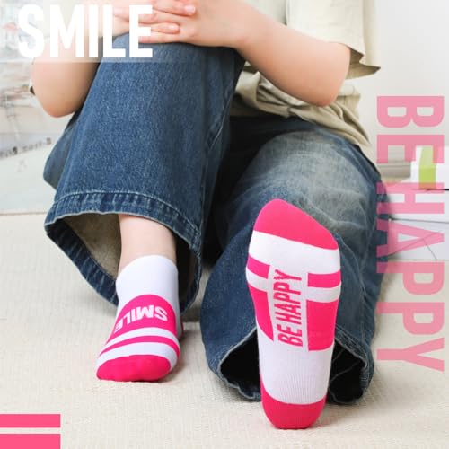 Suhine 6 Pairs Inspirational Running Socks Multicolored Low Cut Athletic Socks for Christmas Women Men Runners Gifts3