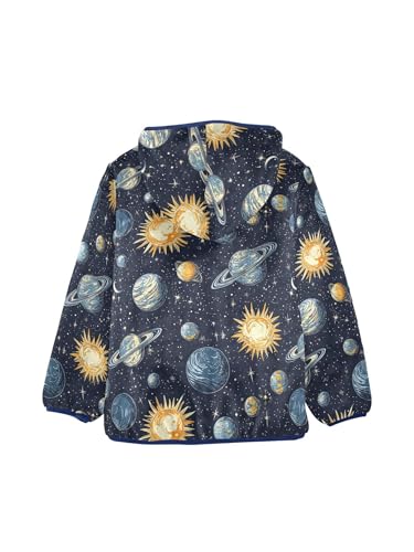 Planets Universe Girls Fleece Jacket Girls Fall Jacket Boys Coats Zip Up Hoodie Children Sherpa Warm Outerwear 2-10T2