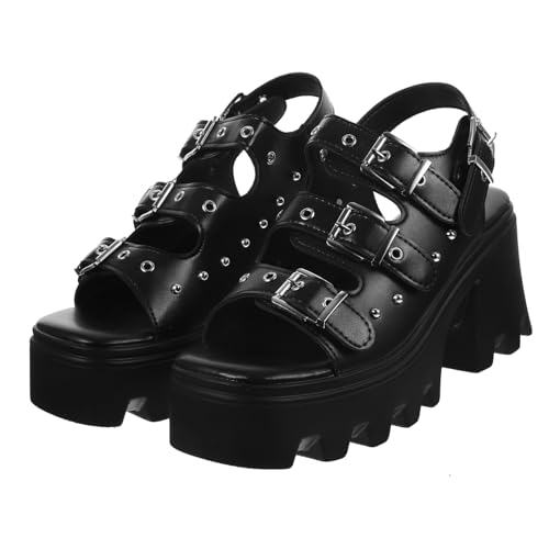 Sandales à semelles épaisses pour femmes look punk chic à rivets Gatuida