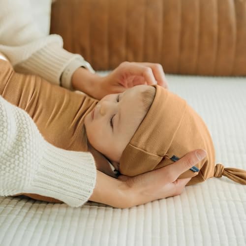 Image of GRSSDER Newborn Swaddle Blanket, Ultra Soft Jersey Receiving Blanket with Matching Headband and Beanie Set 33x44 inch, Stretchy Baby Neutral Swaddle Wrap for Girls and Boys