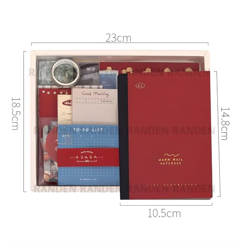 Image of RANDEN Warm Red Journaling Kit, 346PCS Vintage Scrapbook & Stationery Set with Aesthetic Stickers, Ephemera Pack and Journal Supplies for Bullet Journals, Planners, Albums & Creative Crafts (WARM RED)