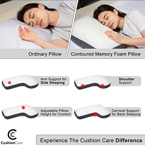 L Shaped Pillow Side Sleeper Pillow for Neck and Shoulder Pain Relief – Adjustable Shredded Memory Foam - Cervical Shoulder Pillow for Back Sleepers - Boomerang Pillows Orthopedic Contour for Nursing