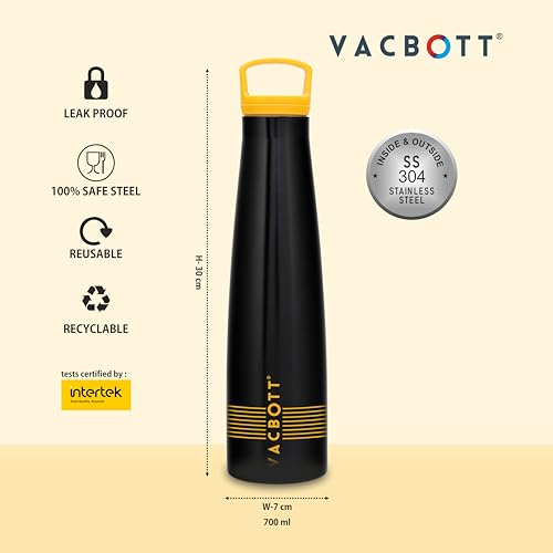 Image of Clay Craft Vacbott Sleeko Lines Double Walled|18 Hours Hot and 24 Hours Cold Vacuum Insulated Flask 650ml, 1 Pcs, Steel Water Bottle for Office|Travelling|BPA-Free|BIS Certified|1Year Limited Warranty