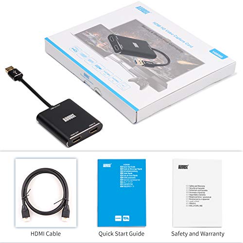HDMI Capture Card - August VGB500 - USB 3.0 Full HD 1080p 60fps - Capture, Record and Stream PS4, Xbox One and Nintendo Switch, for PC, Mac & Linux