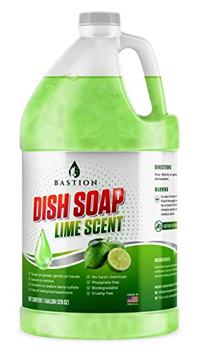 Dish Soap - Liquid Dishwashing Degreaser & Detergent - Zesty Lime Fragrance - Gallon Bulk Refill Bottle - All Natural - Cruelty Free by Bastion (Lime, Gallon (128 oz))