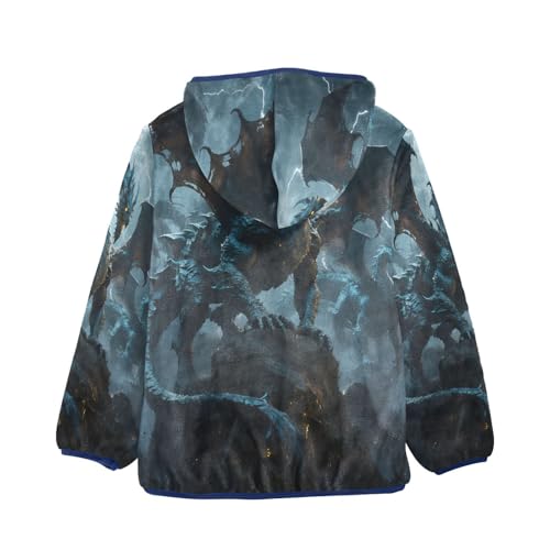 Dragon Amidst Stormy Skies Toddler Fleece Jacket Girl Boys Hooded Fleece Jacket Coat Warm Outwear Zip-up 3-10T2
