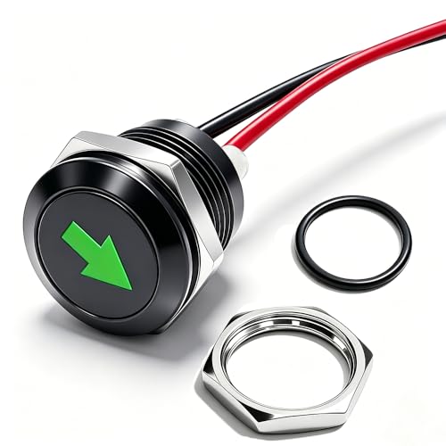 Luz Indicadora LED de Flecha Simple Verde 12mm 12V Taiss miniatura 1