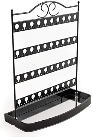Mango Steam Tabletop Mirror Base Stud Earring Jewellery Organiser, Display Stand, Storage, Gift (Black)