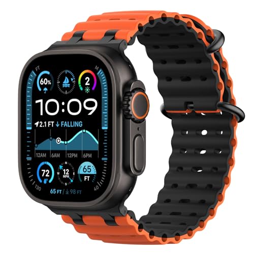 Astorgos Bicolor Correas para Apple Watch Ultra 3/2/1 49mm, S11/S10 46mm, 9/8/7 45mm, SE3/SE2/SE/6/5/4 44mm, 3/2/1 42mm, Conector Metálico Correa Deportiva Transpirable Larga para Hombres, N+NarnjN