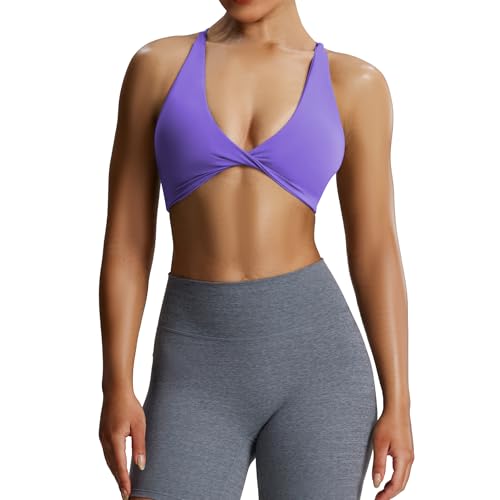 Image of Aoxjox Women's Workout Sports Bras Fitness Metamorph Sienna Twist Bra Yoga Crop Tank