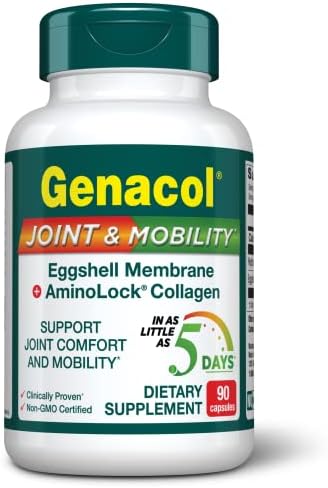 Genacol Joint & Mobility – Natural Eggshell Membrane and Ultra-Hydrolyzed Collagen Peptides, Support Joint Comfort & Mobility, Results in as Little as 5 Days, 90 Capsules (30-Day Supply)