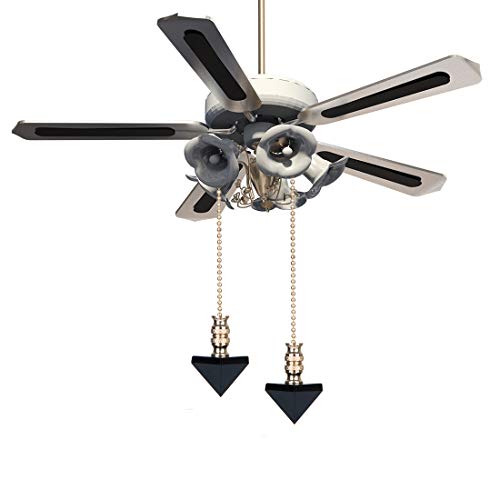 Image of Ceiling Fan Pull Chain, Fan Pulls Set with Connector, 2 Pack Crystal Black Pyramid Fan Pull Extension for Light Fan Chain