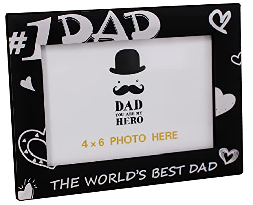 Leadex Gift For Dad Father’s Day Photo Frame, Black Metal Engraved 4 By 6 Inch (No. 1 Dad Horizontal) #TOP3