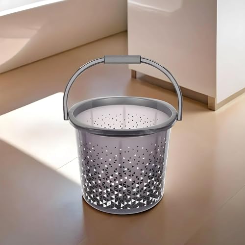 Image of Kuber Industries Pack of 2 Bucket 18 Litre | Balti for Bathroom | Water Bucket for Kitchen | Plastic Bucket for Mopping | Triangle Print | Black