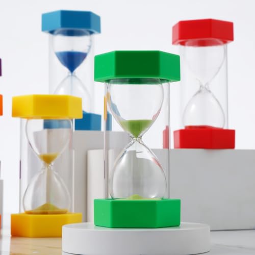 6 Stück Sanduhren, bunte Sanduhren, Farbtimer 1, 3, 5, 10, 15, 30 Minuten, geeignet für Küche, Zuhause, Kinderleben, Spiel-Timer 6