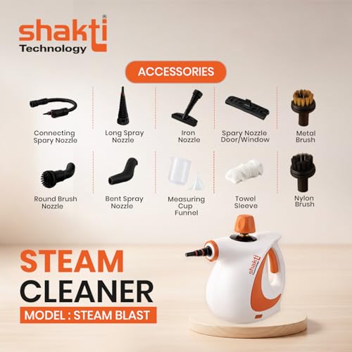 Image of Shakti Technology Steam Blast Multi-Purpose Steam Cleaner for Home - Kills 99.9% Germs - 1000W High Pressure Power for Tough Grease, Kitchen Chimney & Car Detailing