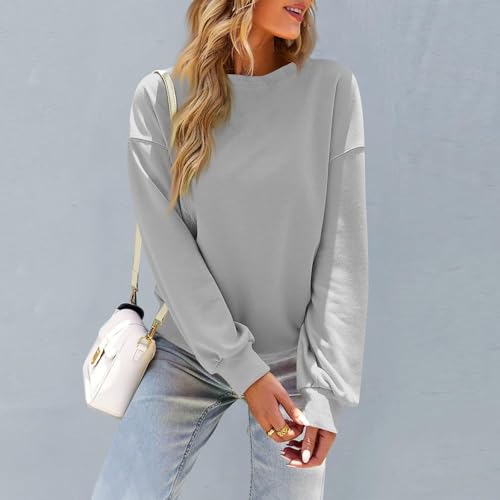 Image of Women Crew Neck Sweatshirts Fall Casual Oversized Sweat Shirts Long Sleeve Cute Preppy Sweatshirt Comfort Pullover