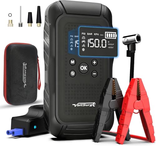 7000A Jump Starter with Air Compressor (All Gas/10.0L Diesel), 12V Jumper Starter Pack with 150PSI Auto Tire Inflator, Car Battery Jump Box Portable with LCD Display & LED Light