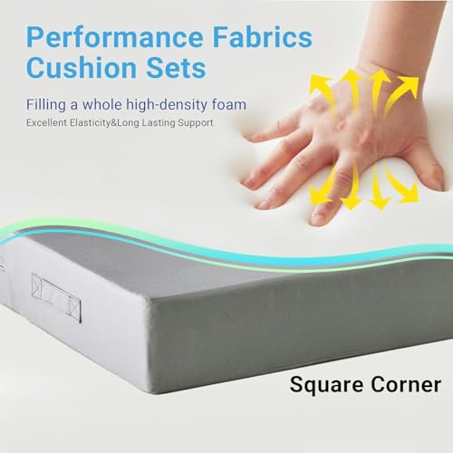 Image of IPYNBAP Outdoor Cushions for Patio Furniture,Outdoor Seat Cushion Set 24 x 24 x 5.75 Inch,Waterproof & Fade Resistant Outdoor Chair Cushions,Deep Patio Chair Cushion with Removable Cover,Grey