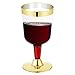 WDF 6oz Gold Plastic Wine Glass/Wine Cups -Clear Elegant Disposable Cups with Gold Rim- Durable Party Wedding Plastic Cups 60Pack