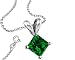 Synthetic Emerald Cubic Zirconia Necklace Pendant with 18 Inch Rolo Chain in 925 Sterling Silver