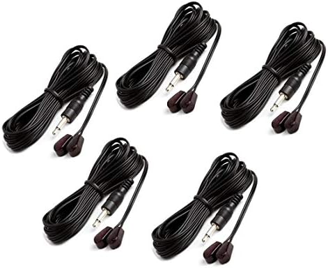 Mlxkell IR Infrared Emitter Extension Cable 3m Long 45 Degree Emission Angle 3.5mm Jack Dual Black Head 5pcs