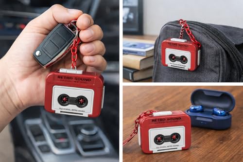 Image of Retro Tape Recorder Keychain with 15 Seconds Recording (Pack of 1) (Multicolor) | Mini Vintage Cassette Style Keyring | Key Holder for Car, Bike, Backpack | Unique Gift for Music Lovers