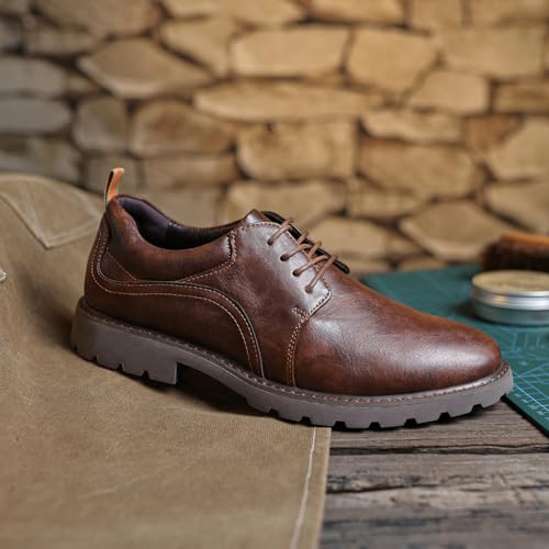 Santimon Men's Leather Lace-Up Oxford Shoes Rugged Rubber Sole Comfortable Casual & Dress Shoes2