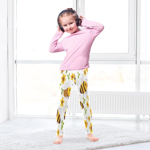 Toddler Girls Leggings Printed Yoga Pants Leggings Yellow Flower Bee for Kids4