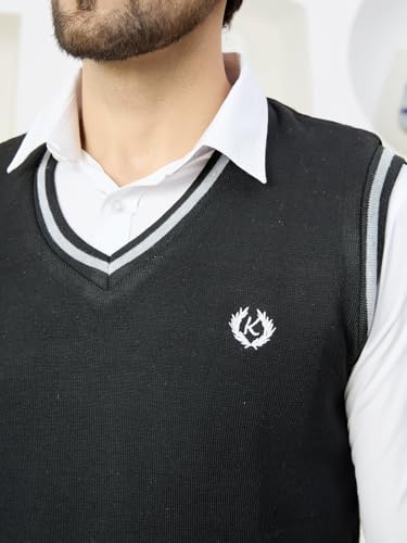 Image of Kvetoo V Neck Sleeveless Winter Wool Sweater for Men