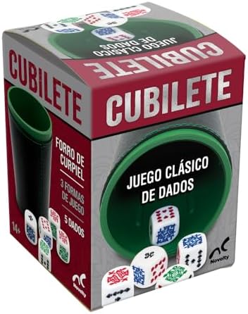 Novelty Set of 5 Poker Dice with Professional Leather Dice Cup, Great for Travel - Cubilete Leather Dice Cup image 4