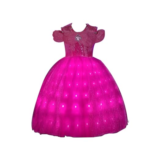 Girls Light Up Pink Princess Dresses for Toddler Kids Teens Princess Puffy Tulle Dress Halloween Cute Birthday Party