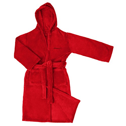 celodoro - Peignoir de Bain - Manches Longues - Garçon Bleu Bleu Roi - Rouge - 122 cm/128 cm