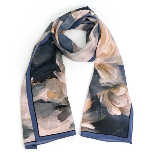 Floral Silk Scarf for Women: Elegant Satin Long Cover Scarve - Adjustable Design Scarf - Multipurpose for Sensitive Scalp Beach Workout Women Gift 57 In X 14.5 In3
